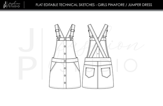 Set of Baby Girls Dresses 2 Styles Vector Fashion Flat Sketches / Kids  Fashion Technical Illustration Template - Etsy