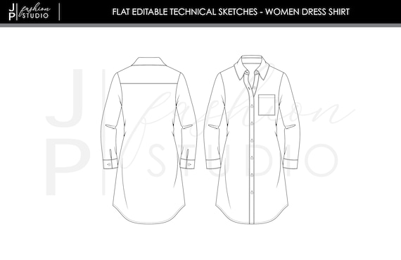 Vestido de camisa para mujer / Blusa larga vector moda plana - Etsy México Vestido de camisa para mujer / Blusa larga vector moda plana - Etsy México