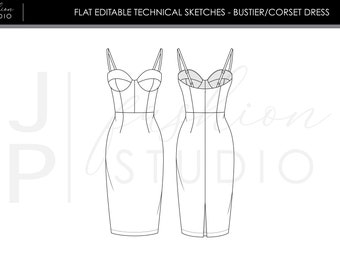 dress flat drawing