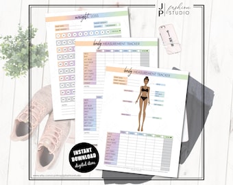 Rastreador de medidas corporales femeninas, planificador de pérdida de peso (descarga digital)