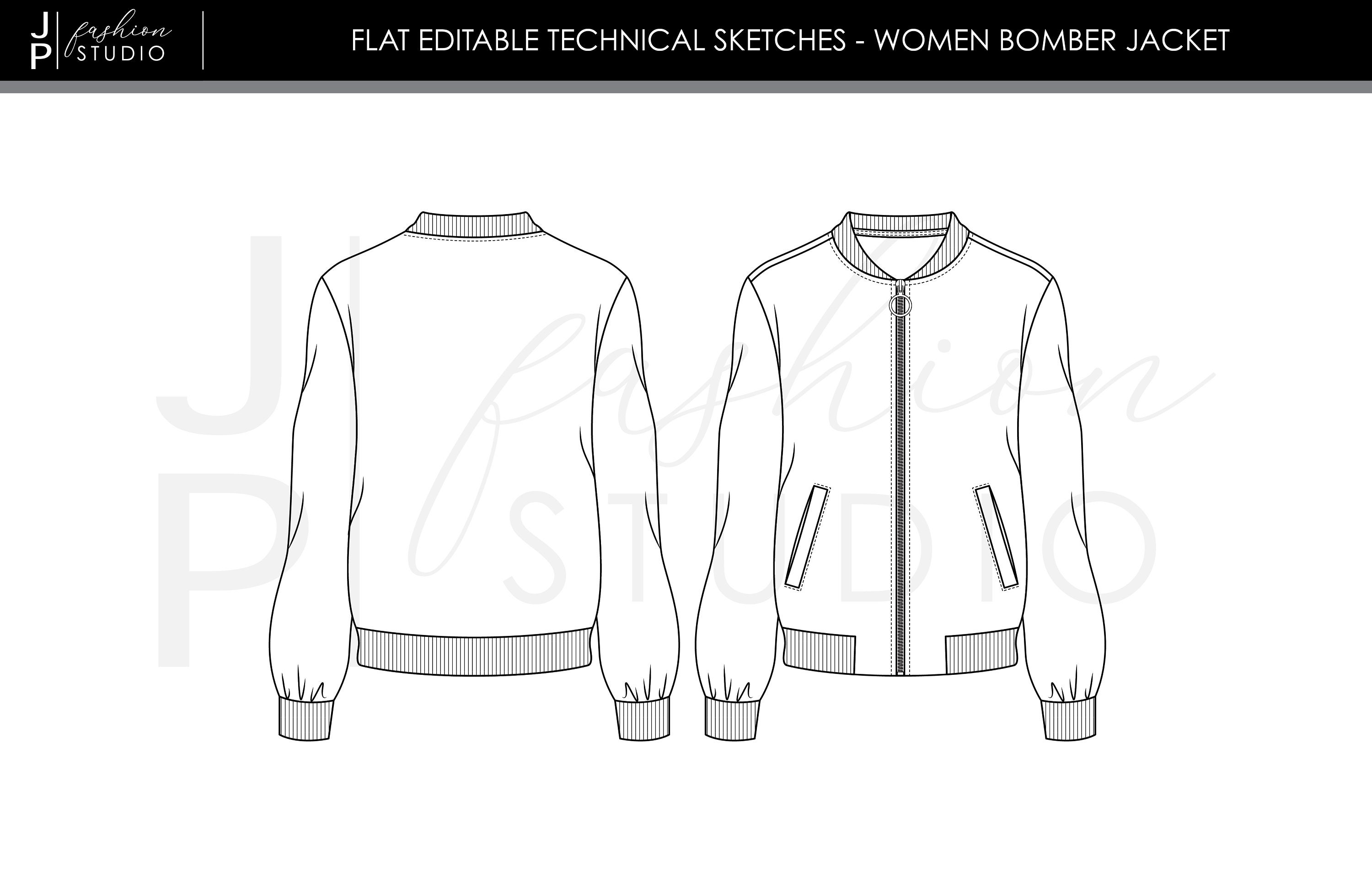 Bomber jacket vector illustration Technical sketch jacket Stock Vector   Adobe Stock