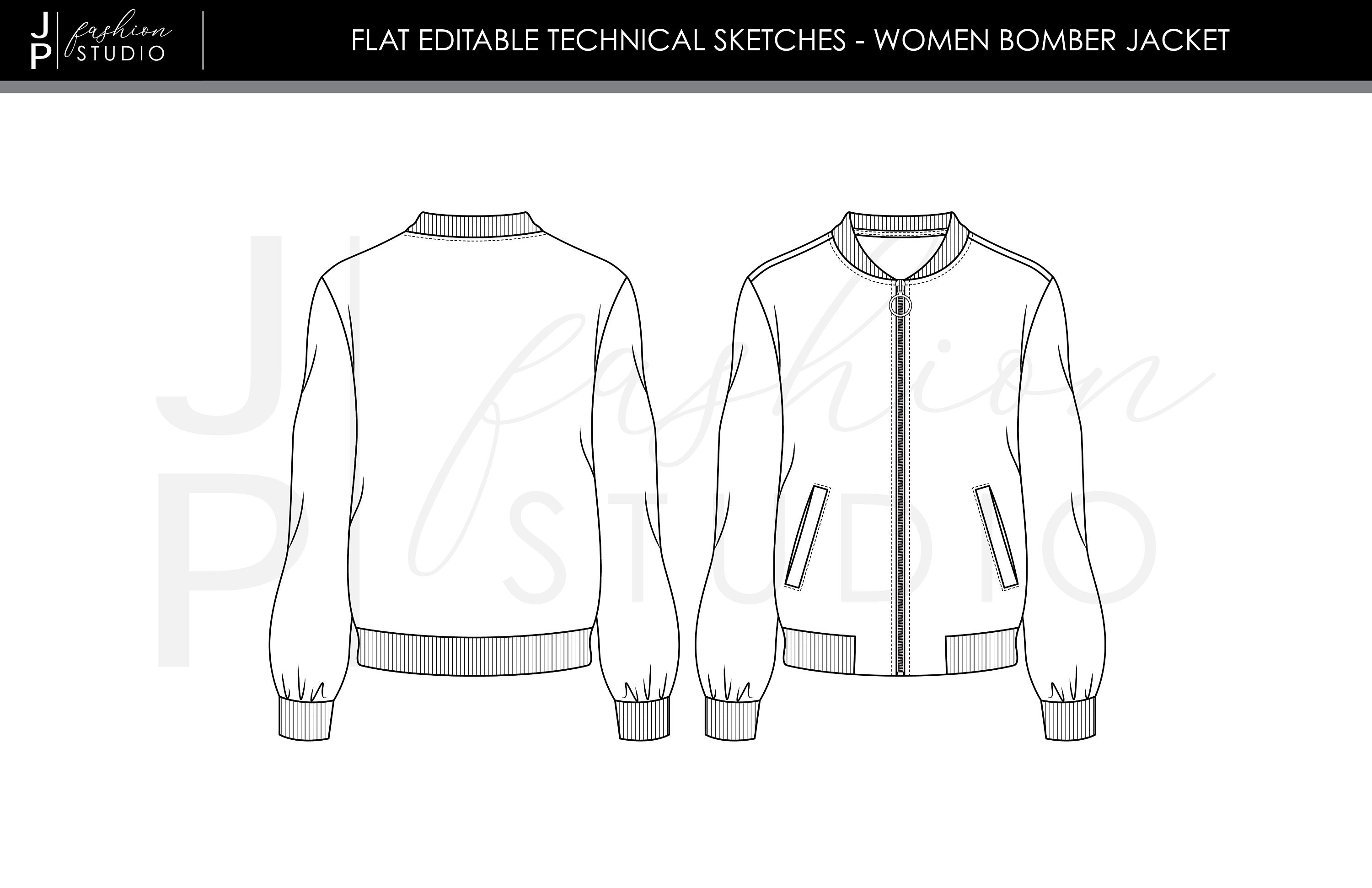 Buy Womens Bomber Jacket Sketch  Fashion Technical Drawing  Online in  India  Etsy