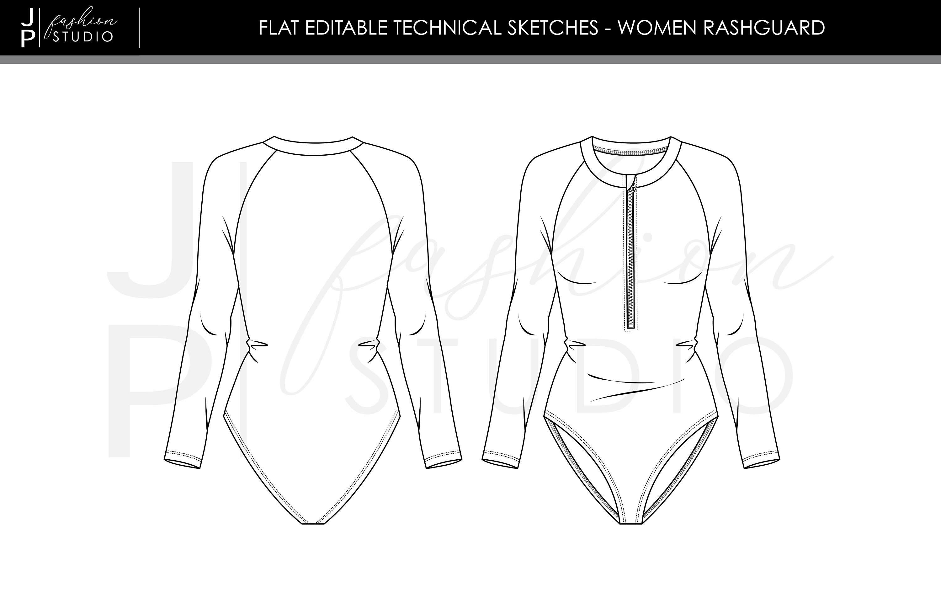 Set of Women Rash Guards 2 Styles Vector Fashion Flat - Etsy
