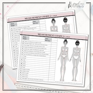 PRINTABLE Women Body Measurement Sheet, Fashion Designer Template, Sewing Measurement Sheet PDF, body contouring