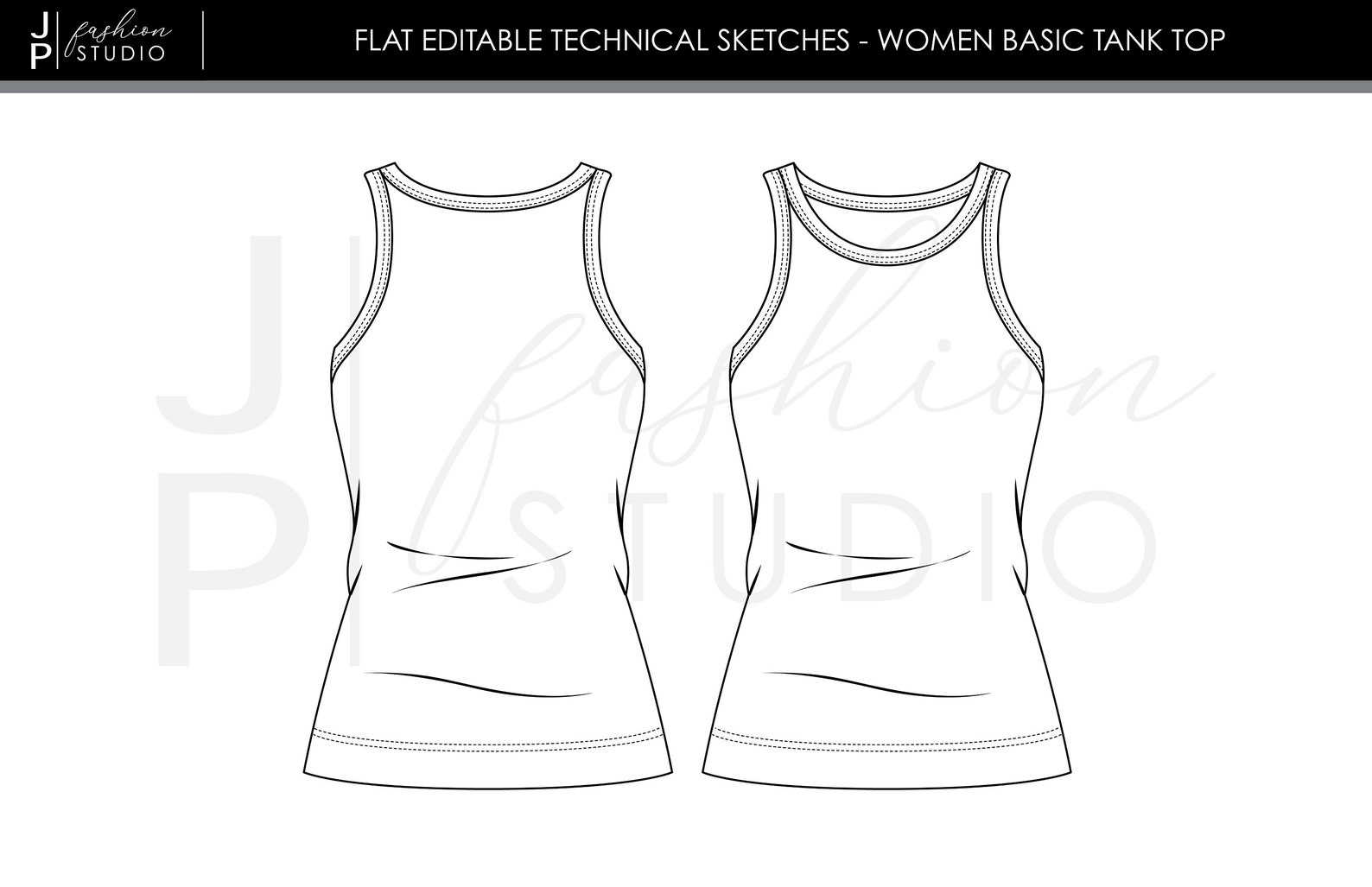 Set of Women Tank Tops Sketches 3 Styles / Fashions Cads / - Etsy