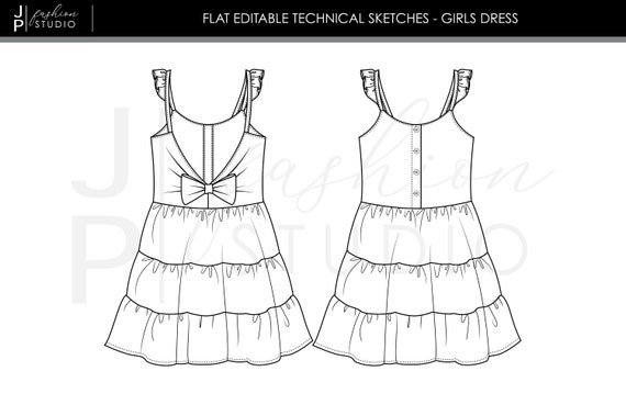 T-shirt Tops and Shorts dress design technical Fashion Flat sketch vector  illustration template For Kids. 17688626 Vector Art at Vecteezy