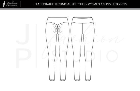 Set of Women / Girls Scrunch Butt Leggings 3 Styles Vector Fashion