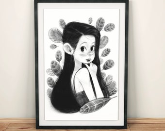 Twinkle Art Print, Instant Download , Printable Wall Art, Digital Download, Poster, Frame, Drawing Woman, Picture In Pencil