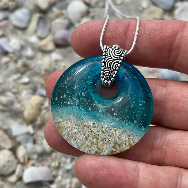 Glass Beach Pendant, Ocean and Beach Necklace