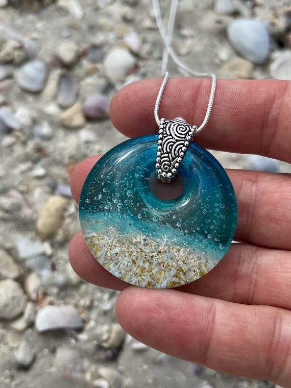 Glass Beach Pendant, Ocean and Beach Necklace