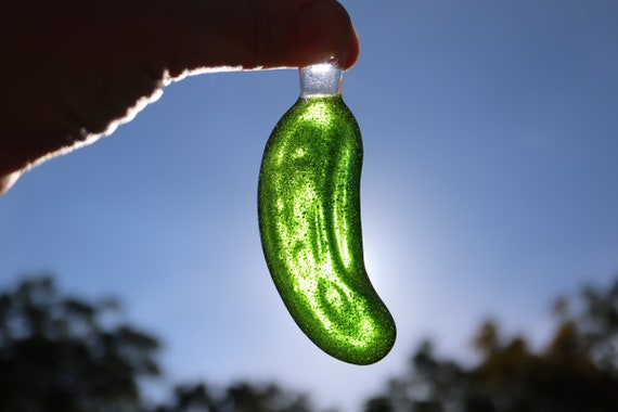 Glass Pickle Ornament - Christmas Pickle - Fused Glass Pickle