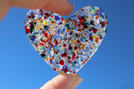 Multi-Colored Confetti Glass Heart