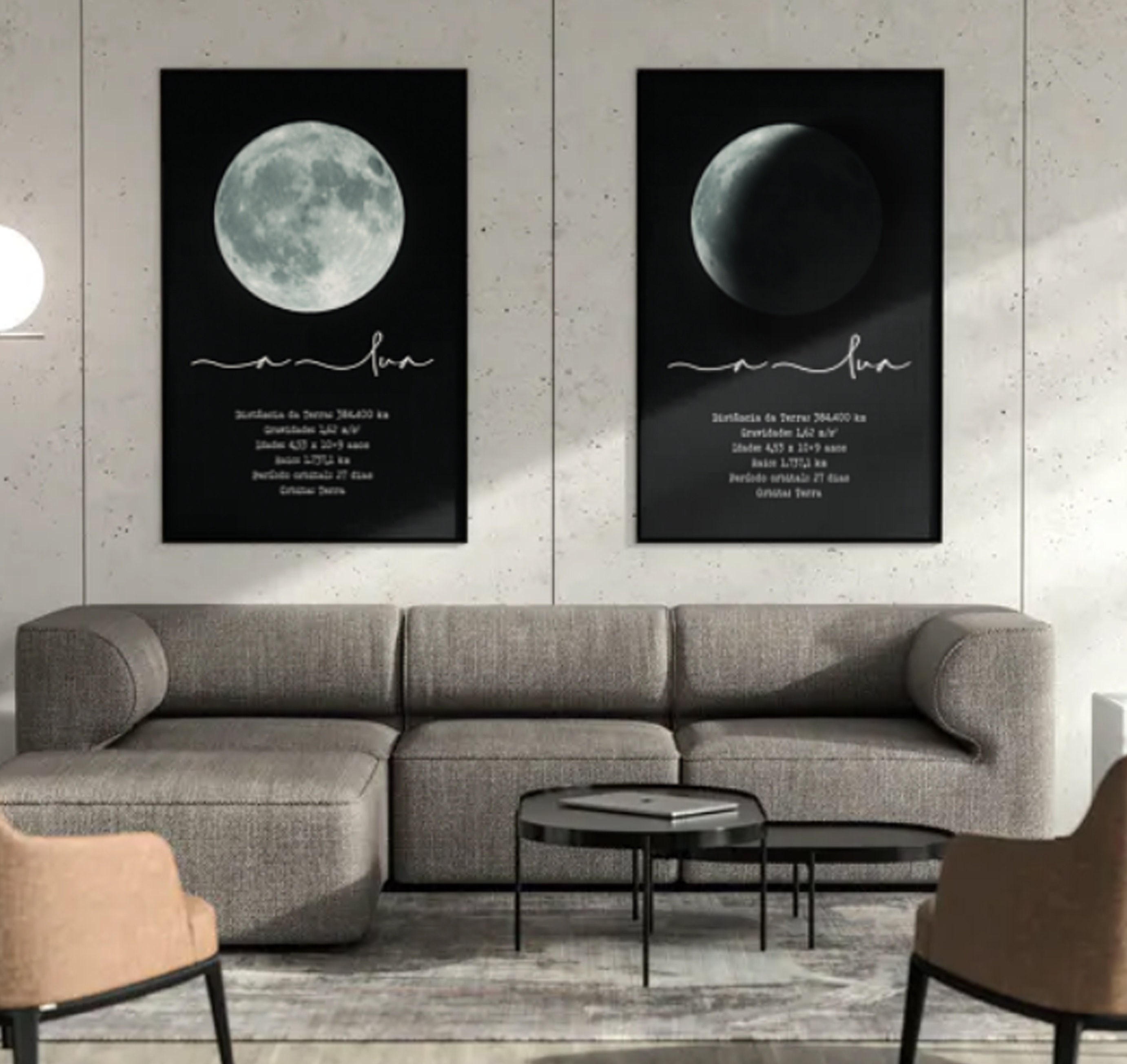 Full Moon Frame / Moon Frame / Picture Two Moons / Dark Moon Etsy
