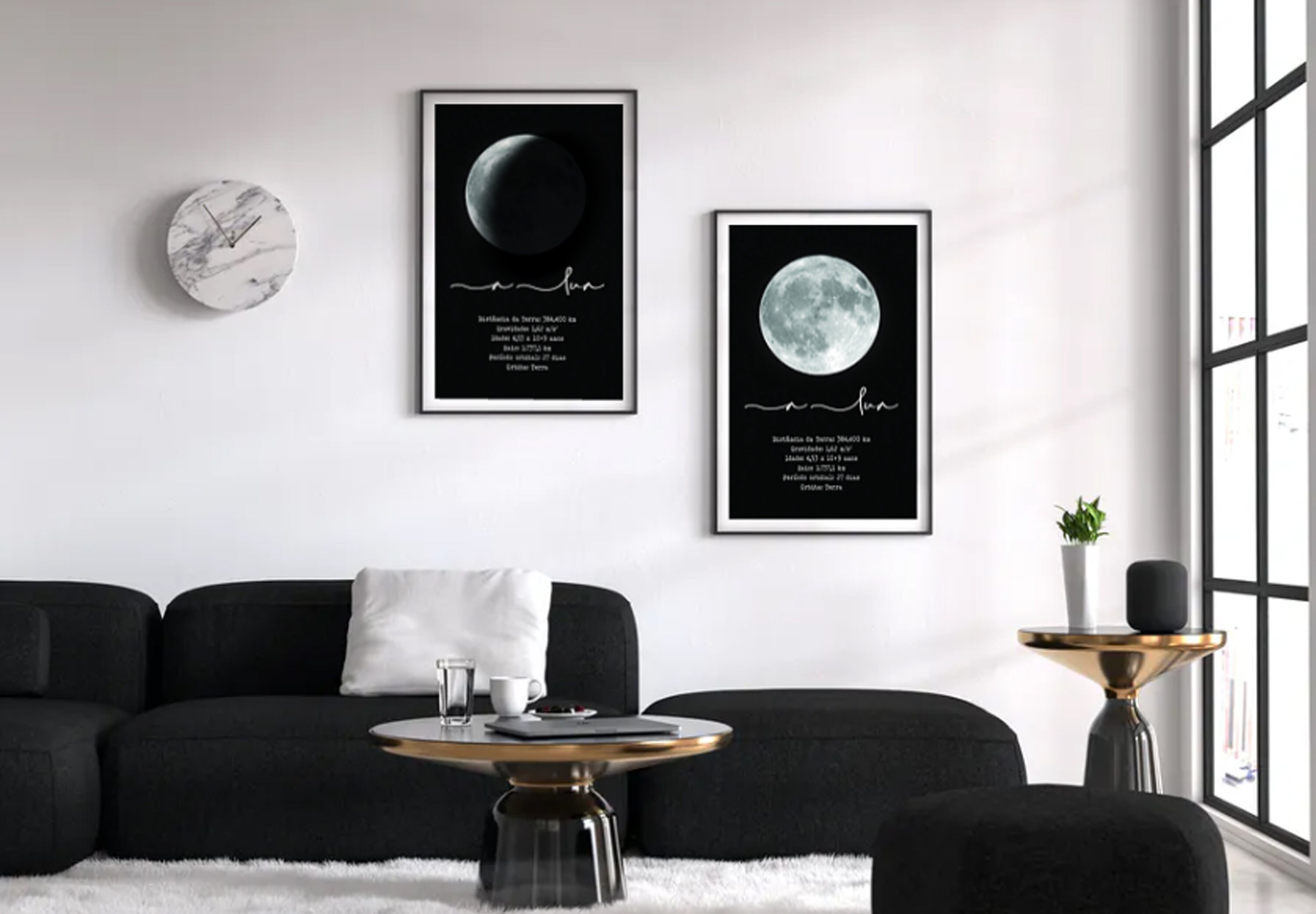 Full Moon Frame / Moon Frame / Picture Two Moons / Dark Moon Etsy