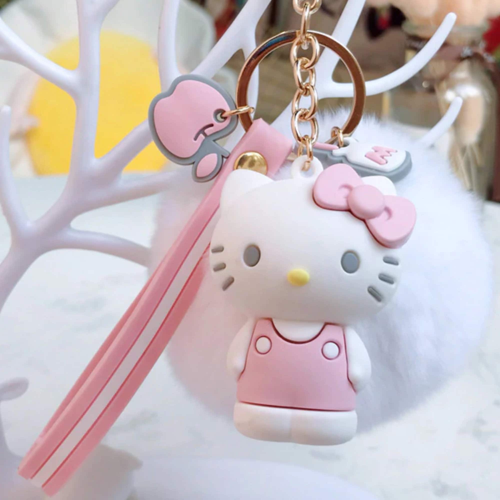 Cute Keychain pom pom keyring My Melody Keychain Hello Kitty Etsy