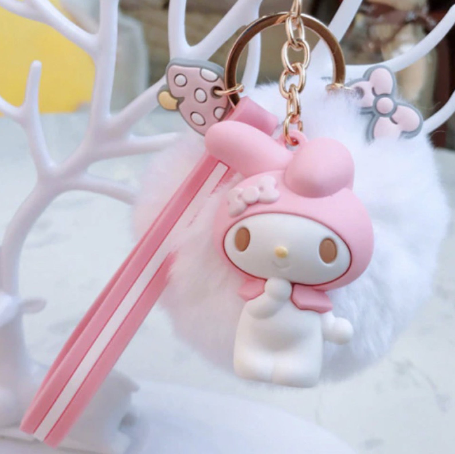 Cute Keychain pom pom keyring My Melody Keychain Hello Kitty Etsy