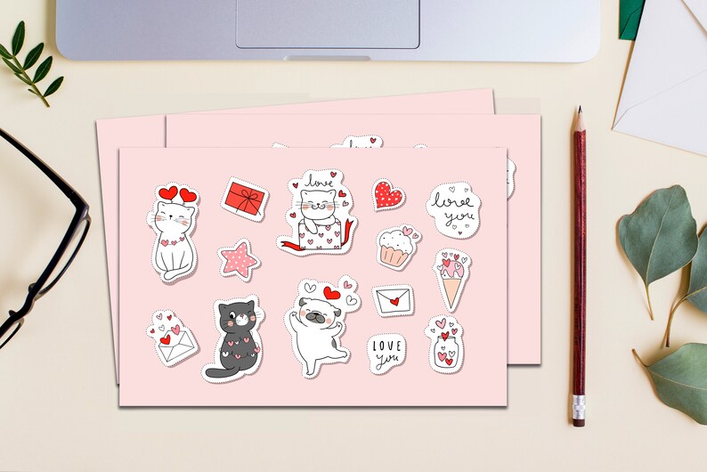 Cat Stickers, Laptop Stickers, Printable Stickers, Planner Stickers, Journal Stickers, Digital Sticker Sheet image 5