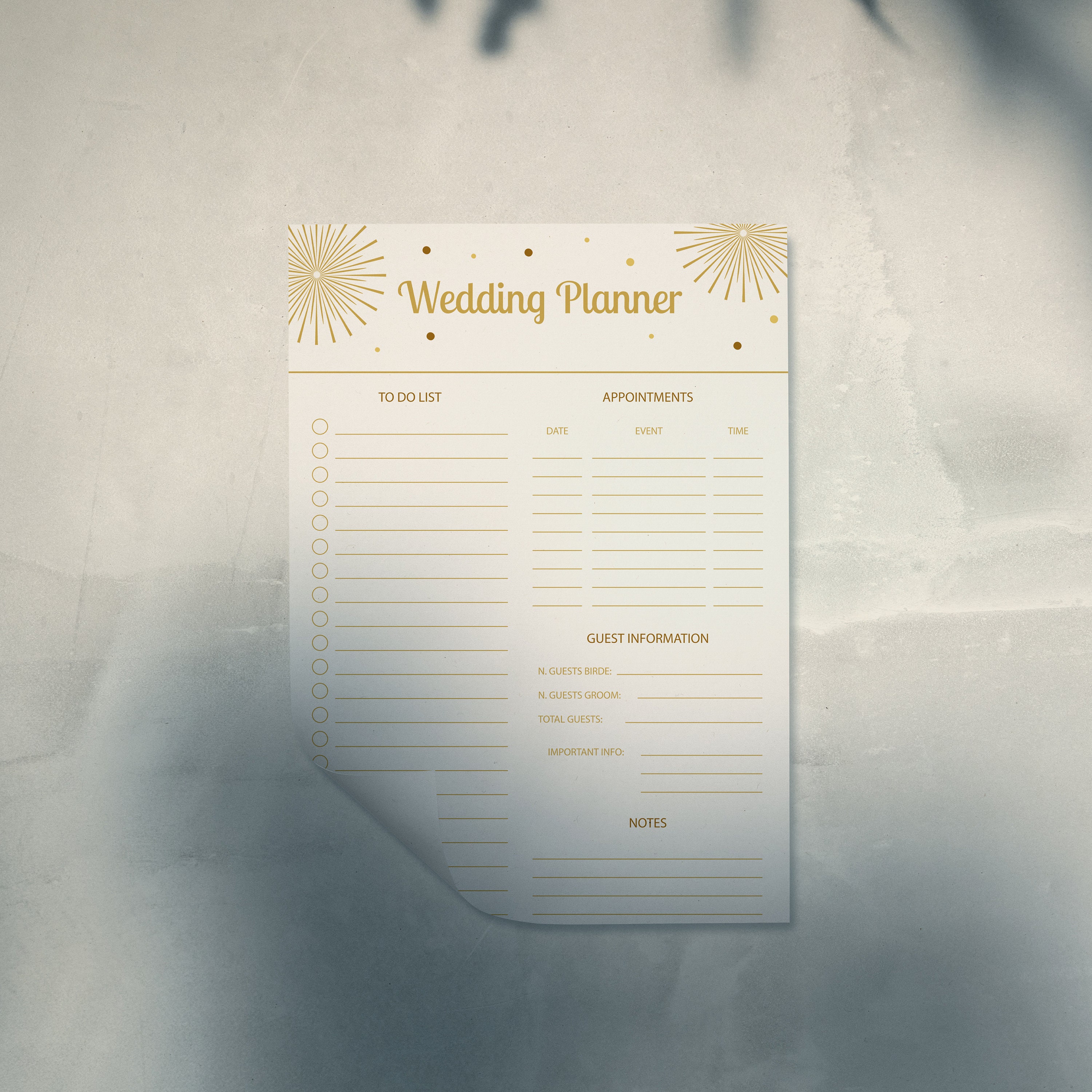 Wedding Planner Printable, Planner Sheet Habit Tracker Minimal Event ...