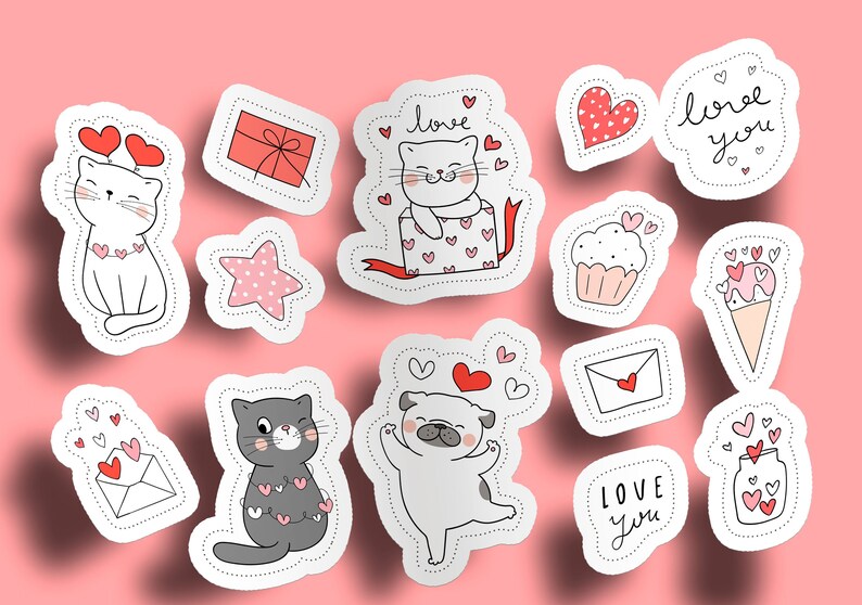 Cat Stickers, Laptop Stickers, Printable Stickers, Planner Stickers, Journal Stickers, Digital Sticker Sheet image 1