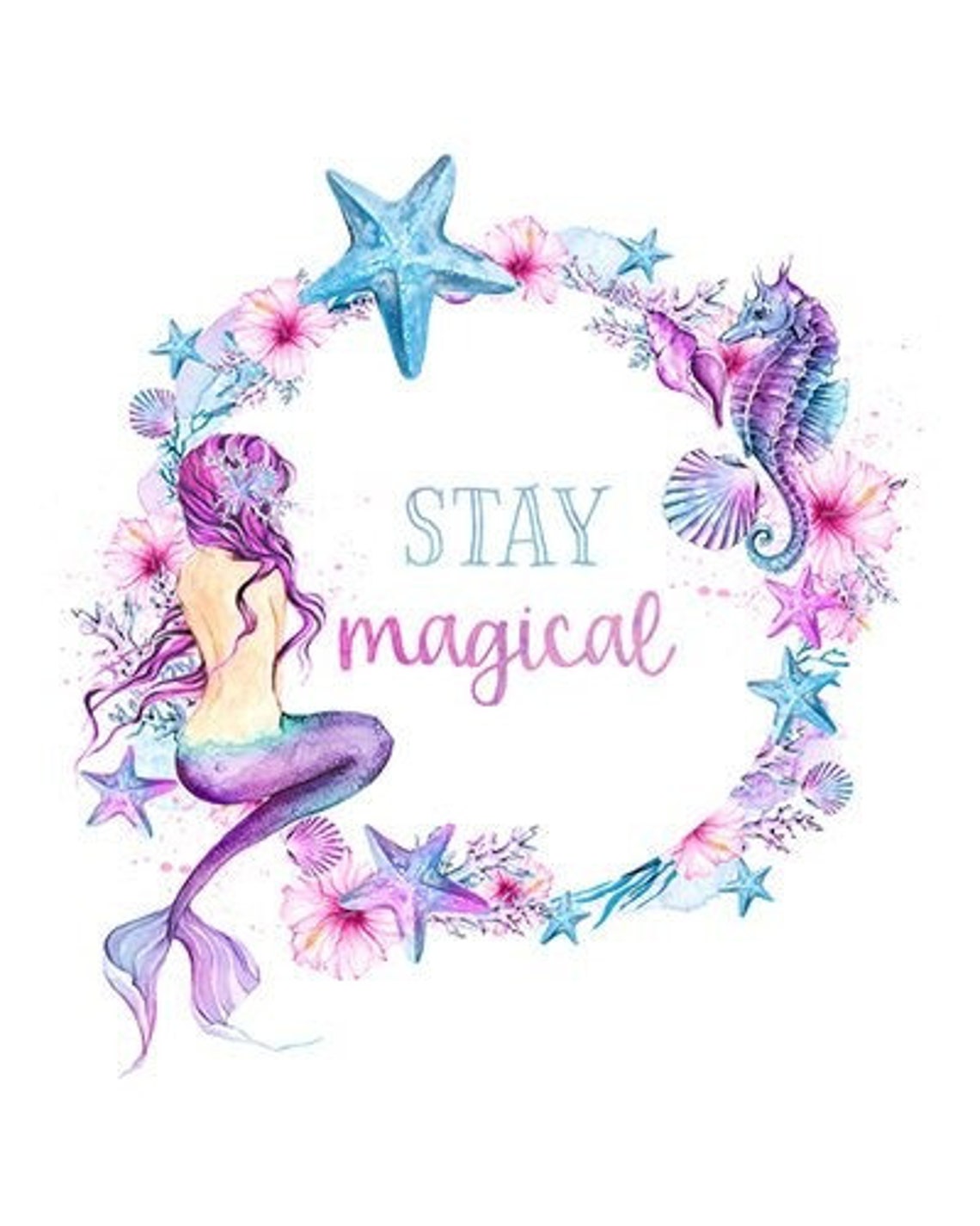 Girl's Mermaid Canvas Wall Art / Mermaid Kids Bedroom Etsy