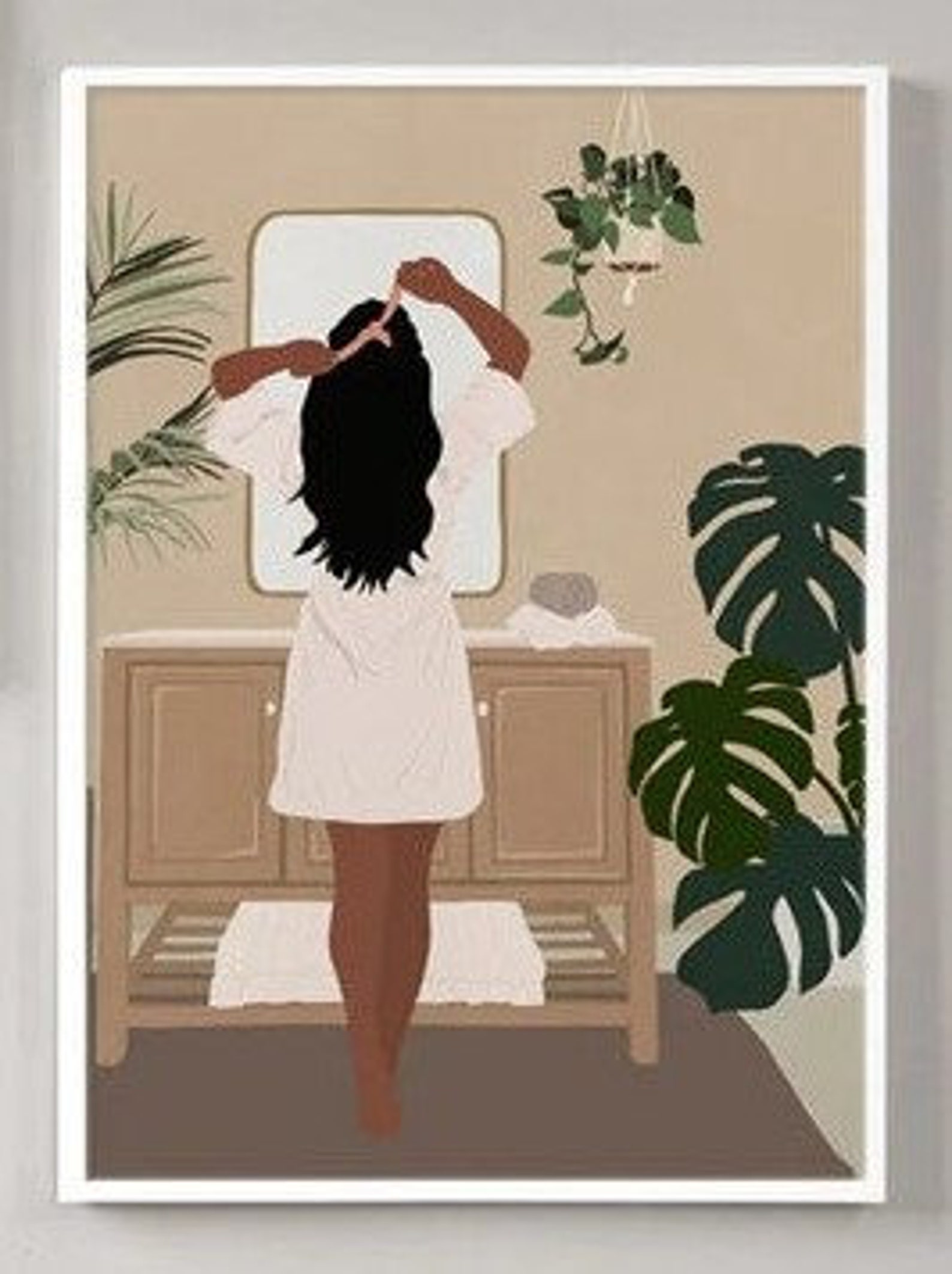 Bath Room Canvas Print Painting Black Girl Art African Woman Etsy