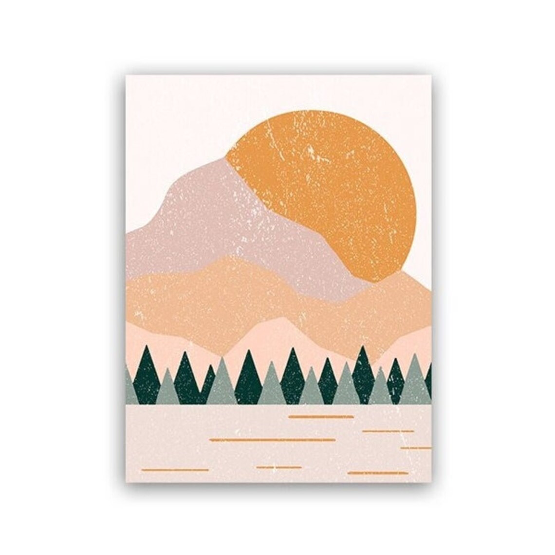 Set of 3 Boho Living Room Canvas Wall Art Abstract Landscape Etsy