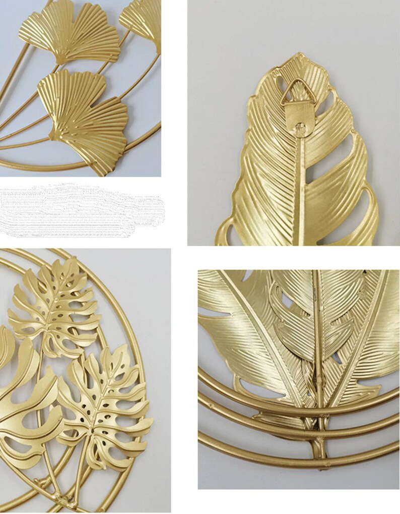 Gold Colored Wrought Iron Leaf Wall Hanging. Gold Metal Leaf Etsy