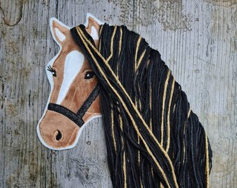 Tan horse black mane patch applique patch iron on patch pony