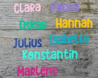 Font No. 2 iron-on image, name plotted, iron-on, desired text, flex foil, lettering, textile