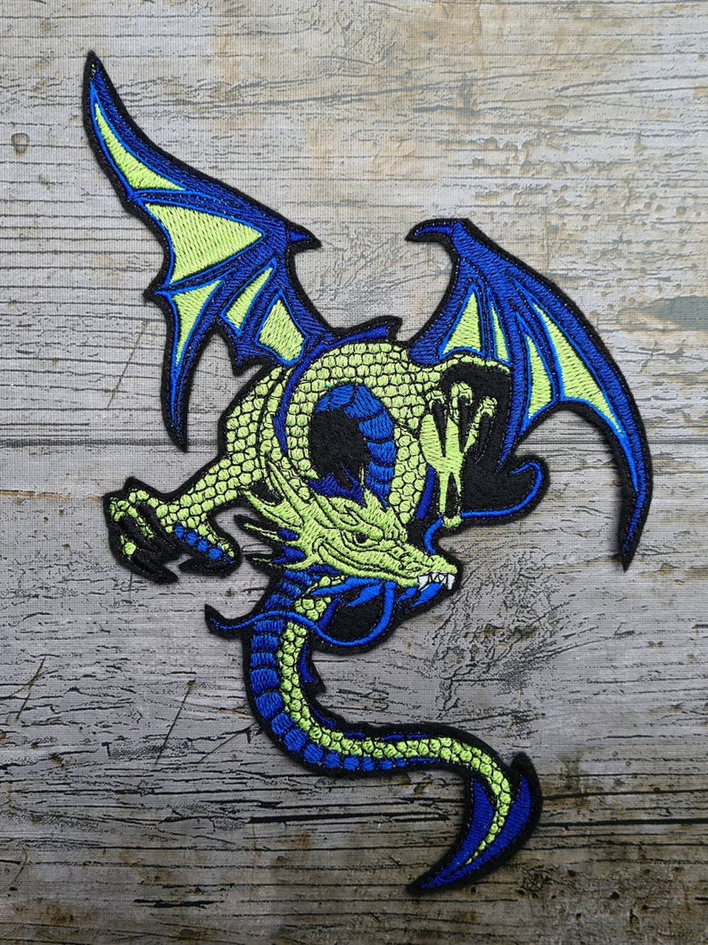 Blue-güner dragon, Chinese, application, patch image 1