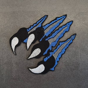 Blue Black Claws Scratch Marks Panther Wound Applique Patch Patch