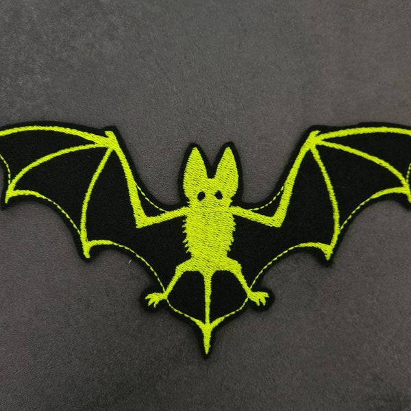 Fledermaus, neongelb, Bat, Aufnäher, Stickerei