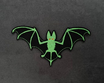 Chauve-souris, vert fluo, bat, écusson, broderie