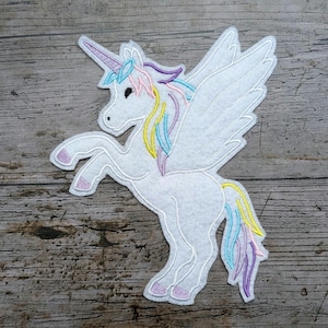 Unicornio, Pegaso, 18 cm, multicolor, parche, aplique