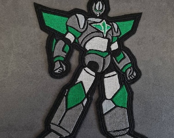 dunkelgrüner Roboter, Aufnäher, Applikation