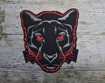Panther head red, patch, application