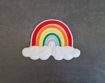 Regenbogen mit 3D-Wolken, Aufnäher, Applikation, Patch