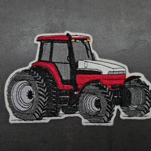 Röd traktor, lapp, applikation