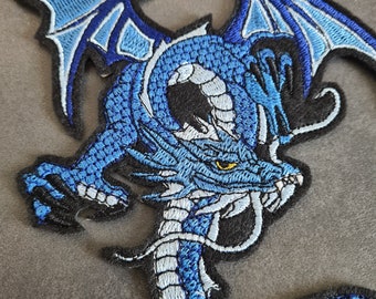 Chinese dragon blue light blue patch applique