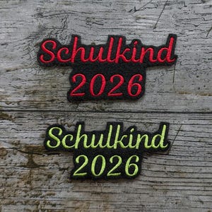 Font No. 1 Schoolchild 2026, black background, patch, iron-on, embroidered