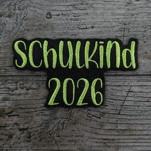 Schrift Nr. 19, Schulkind 2026, Aufnäher, Patch, Bügelbild, gestickt, iron-on, embroidery