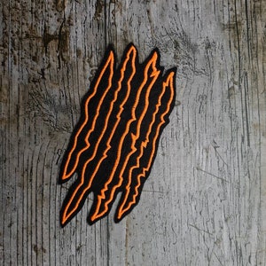 Rayures, griffes, marques de rayures, patchs, application, patch Neon orange