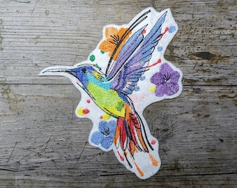 Kolibrilapp, applikation, broderad