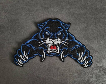 Blauwe Angry Panther Leaping Panther Patch stoffen