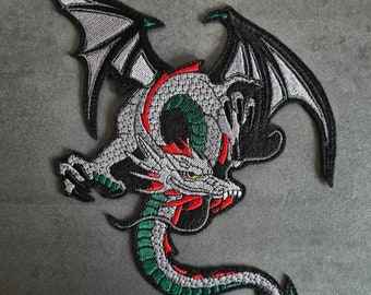 Gray Dragon Chinese Applique Patch