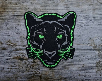 Panther head neon green, patch, application