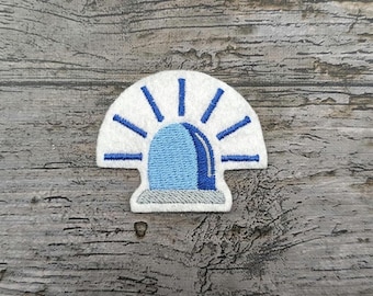 Aplique de luz azul, bomberos, policía, ambulancia, bordado, parche