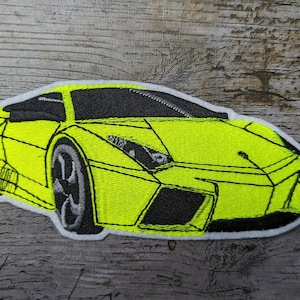 Parche de coche de carreras amarillo neón, aplique de coche, bordado.