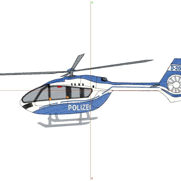 Polizei Helikopter 18x7cm, Hubschrauber, Sofortdownload, Embroidery Design