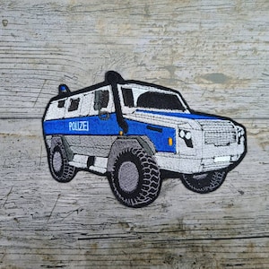Véhicule de police, voiture de patrouille, véhicule d'urgence, patch, appliqué, transfert thermocollant, garçons de cône d'école